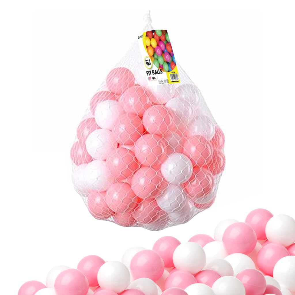 Ball Pit Balls 300 Pack Pink- Colorful Plastic Balls for Pool, Playing Area, Ball Pits - Crush Proof Small Baby Balls with Smooth Surface & No Sharp Edges - Baby Approved Play Balls Set by Zuvo