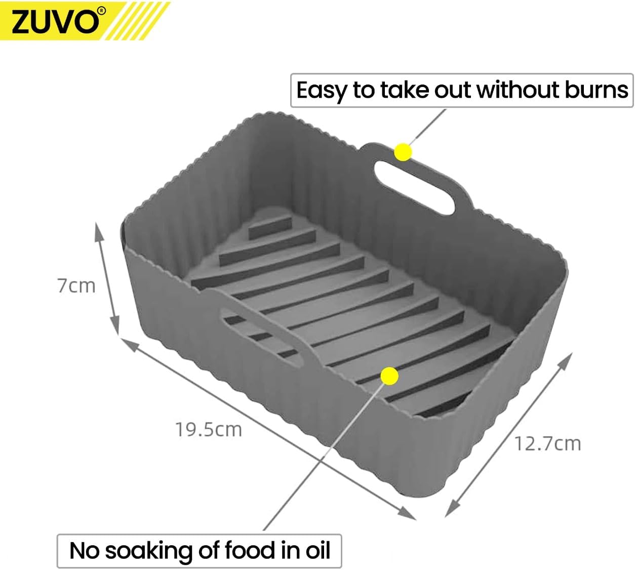 Zuvo Square Silicone Air Fryer Liners Pack of 2 Reusable Baking Mats