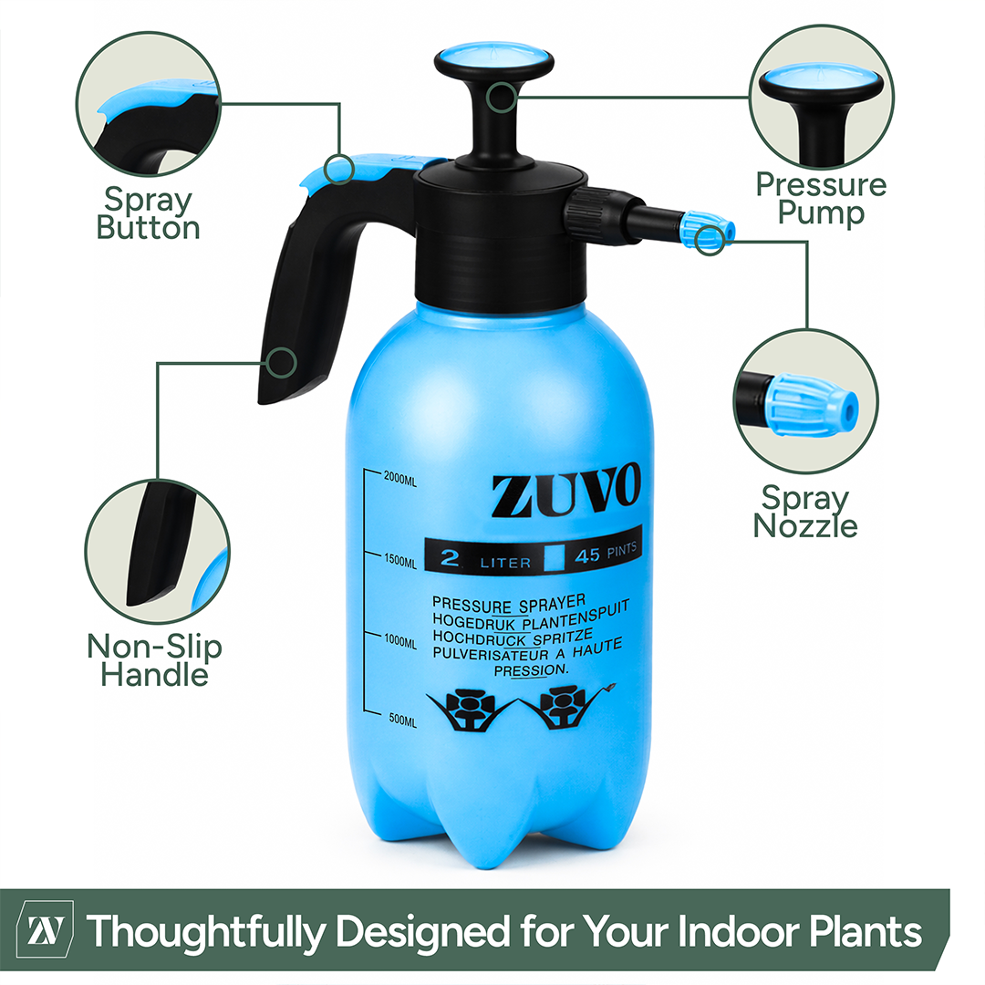 Zuvo 2L Pump Pressure Sprayer Bottle for Garden Plants Weed Killer and Cleaning