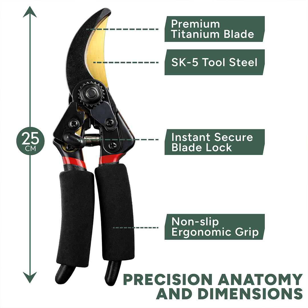 Zuvo Garden Secateurs Heavy Duty Bypass Pruning Shears with Comfort Grip
