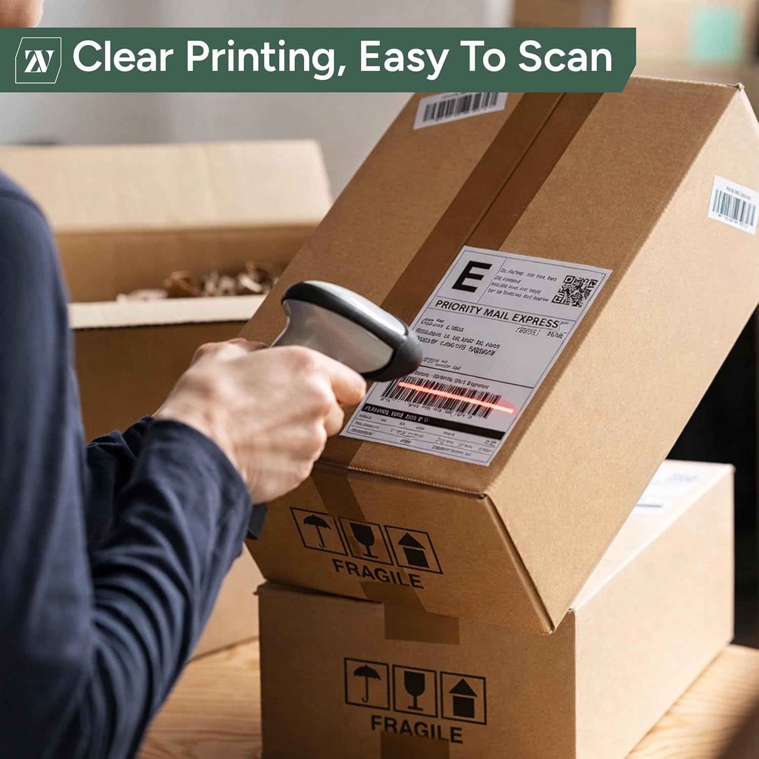 Zuvo 6x4 Thermal Shipping Labels | Direct Thermal Printer Labels 500 Pack | Self Adhesive Fanfold Paper