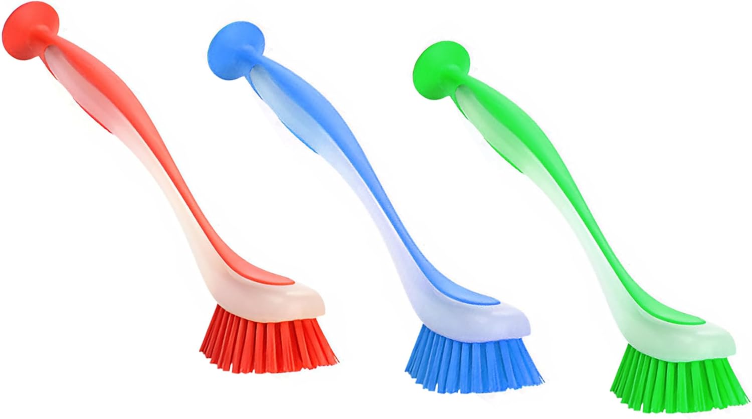 Zuvo Long Handled Scrubbing Brush Pack of 3 – Durable Bristles with Suction