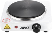 Zuvo 1500W Single Hot Plate Portable White Cast Iron Hob with Thermostat