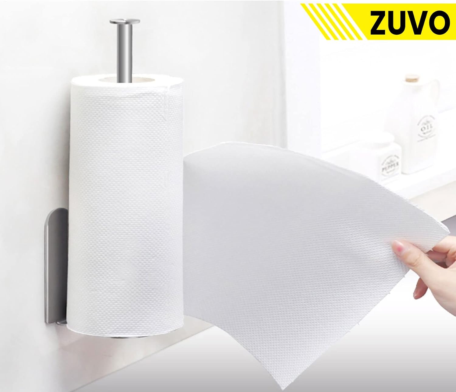 Zuvo Under Cabinet Kitchen Roll Holder – 30cm Stainless Steel Silver