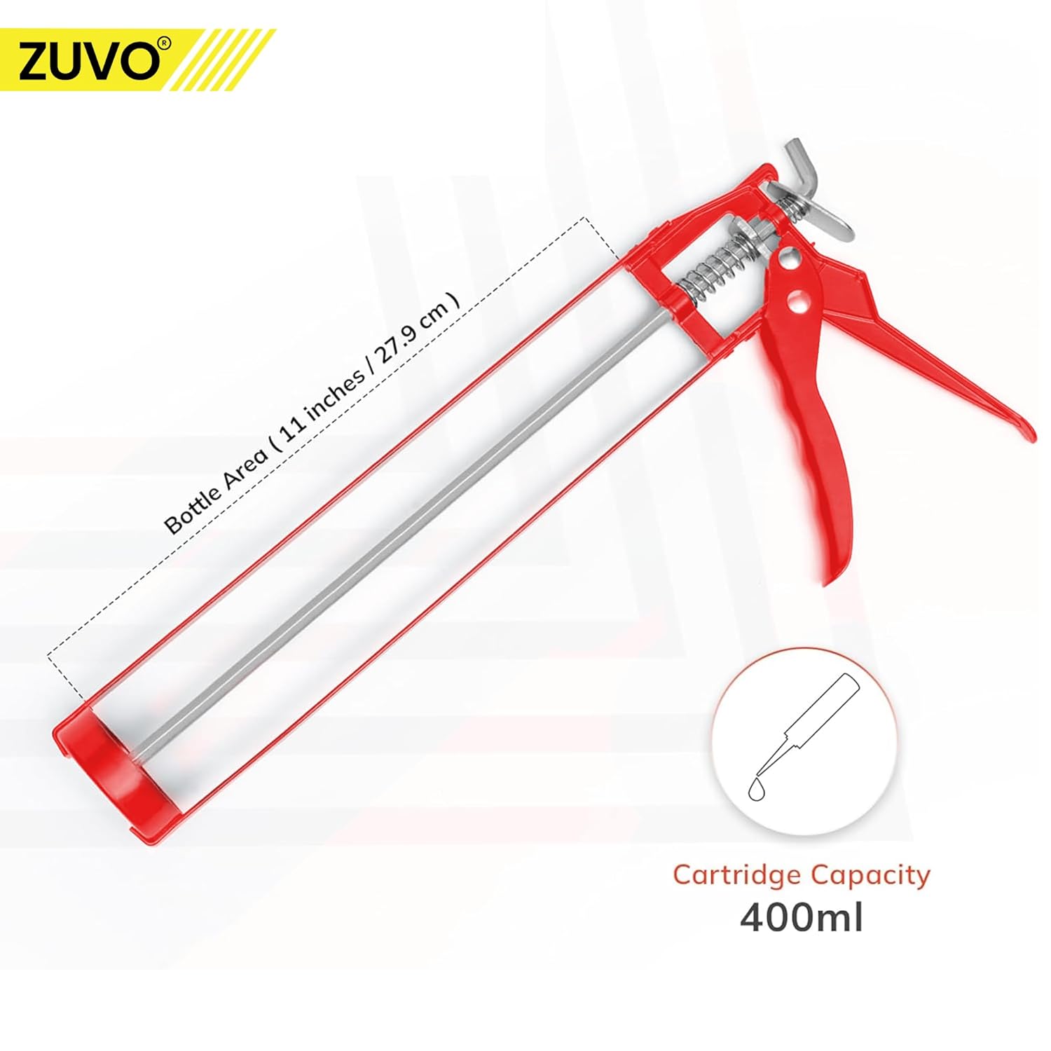 Skeleton Caulking Gun for Silicone Cartridges - Silicone Tool, Sealant Tool, Ideal for Bathroom Silicone Sealant - Durable Caulking Gun and Caulking Tool by Zuvo