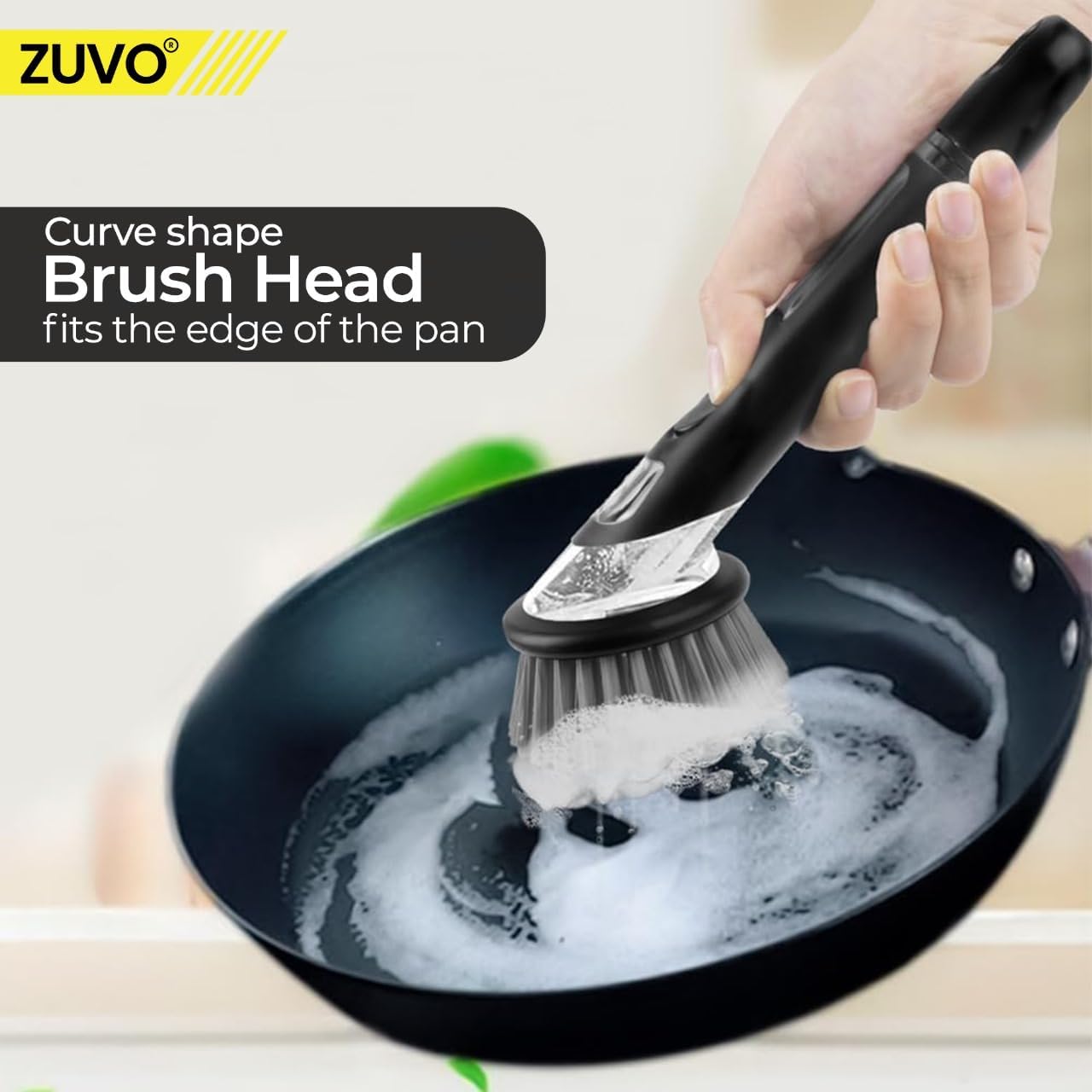 Zuvo Soap Dispensing Scrubbing Brush Durable Kitchen Dish Cleaning Tool