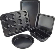 Zuvo 5 Piece Non Stick Bakeware Set Trays Pans for Oven and Microwave