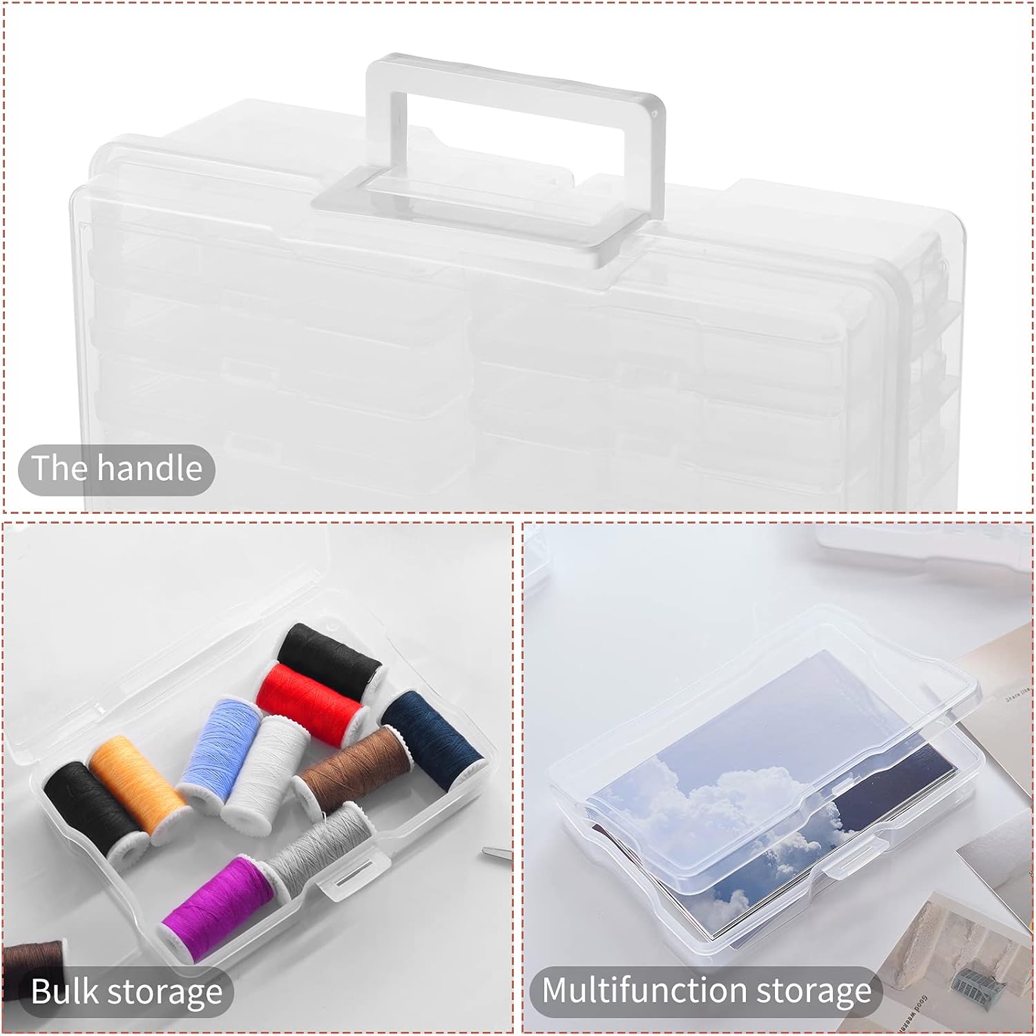 Zuvo Plastic Photo Storage Box with 16 Cases and Removable Dividers