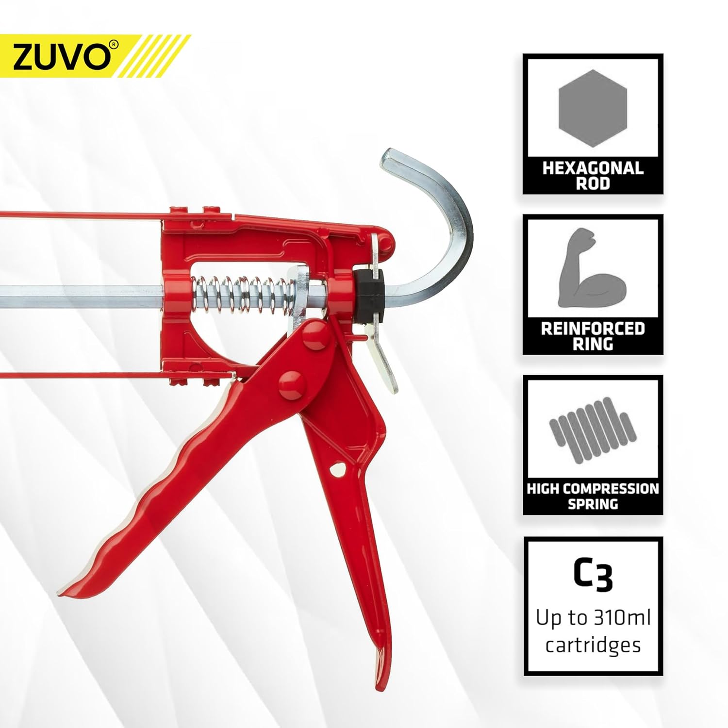 Silicone Caulking Gun for Cartridges - Bathtub Sealant Tool by Zuvo