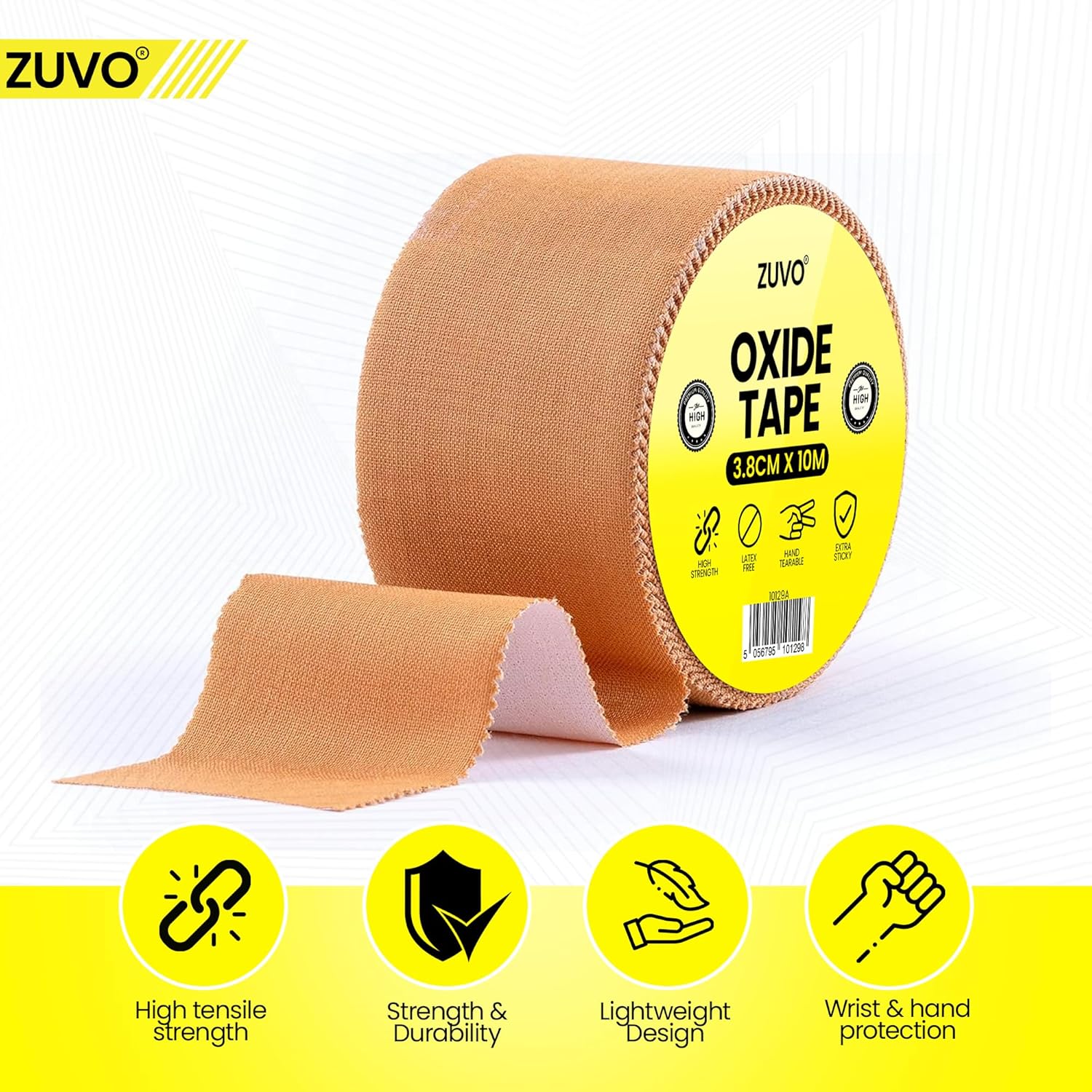Zuvo Heavy Duty Zinc Oxide Sports Tape Durable Athletic Support 3 Rolls