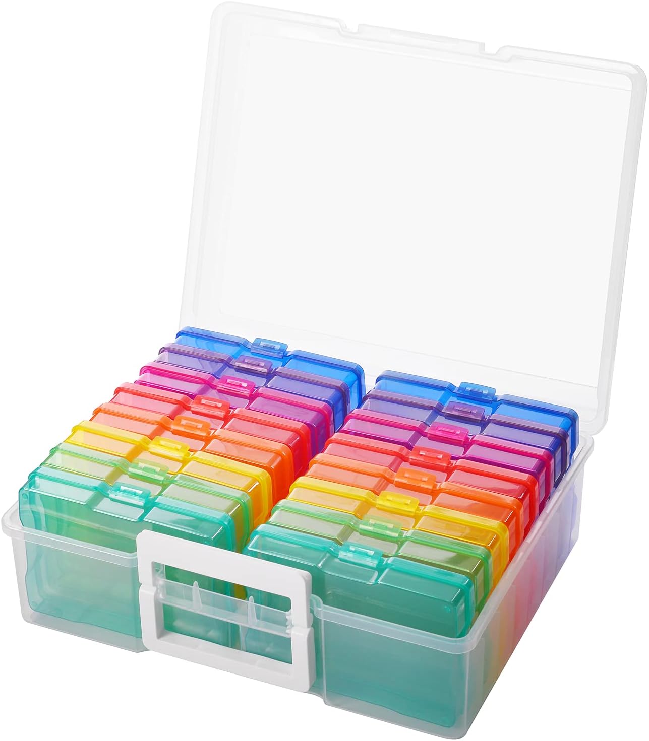 Zuvo Photo Storage Box with 16 Coloured Cases and Removable Dividers