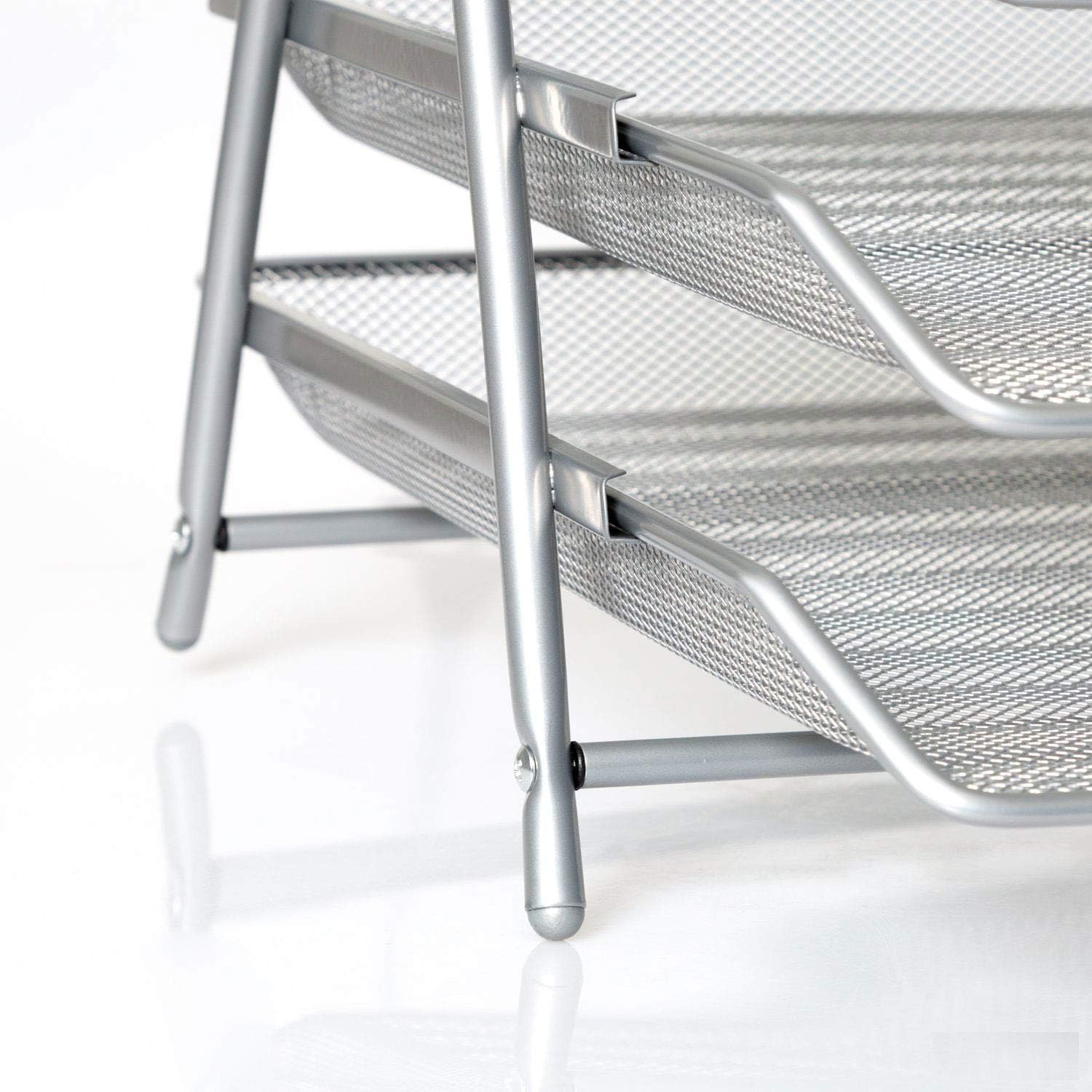 Zuvo Mesh Desk Organiser 3 Tier Silver Letter Tray for Office Storage