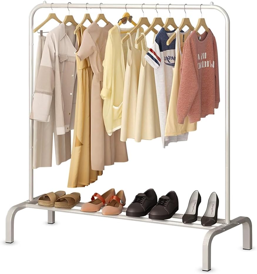 Zuvo Clothes Rail White 146x110x40cm Heavy Duty Rack with Bottom Shelf