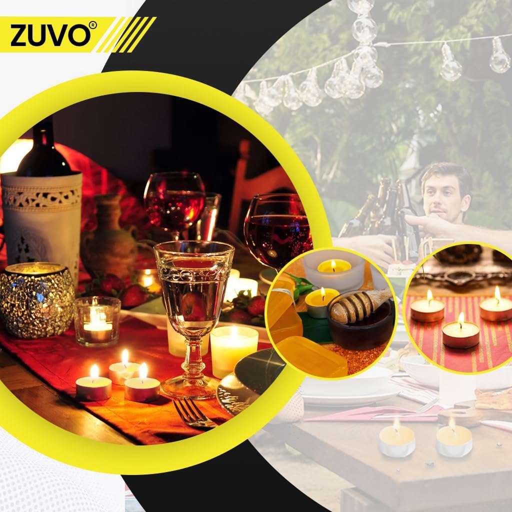 Zuvo Citronella Tea Light Candles 50 Pack 4 Hour Scented Insect Repellent
