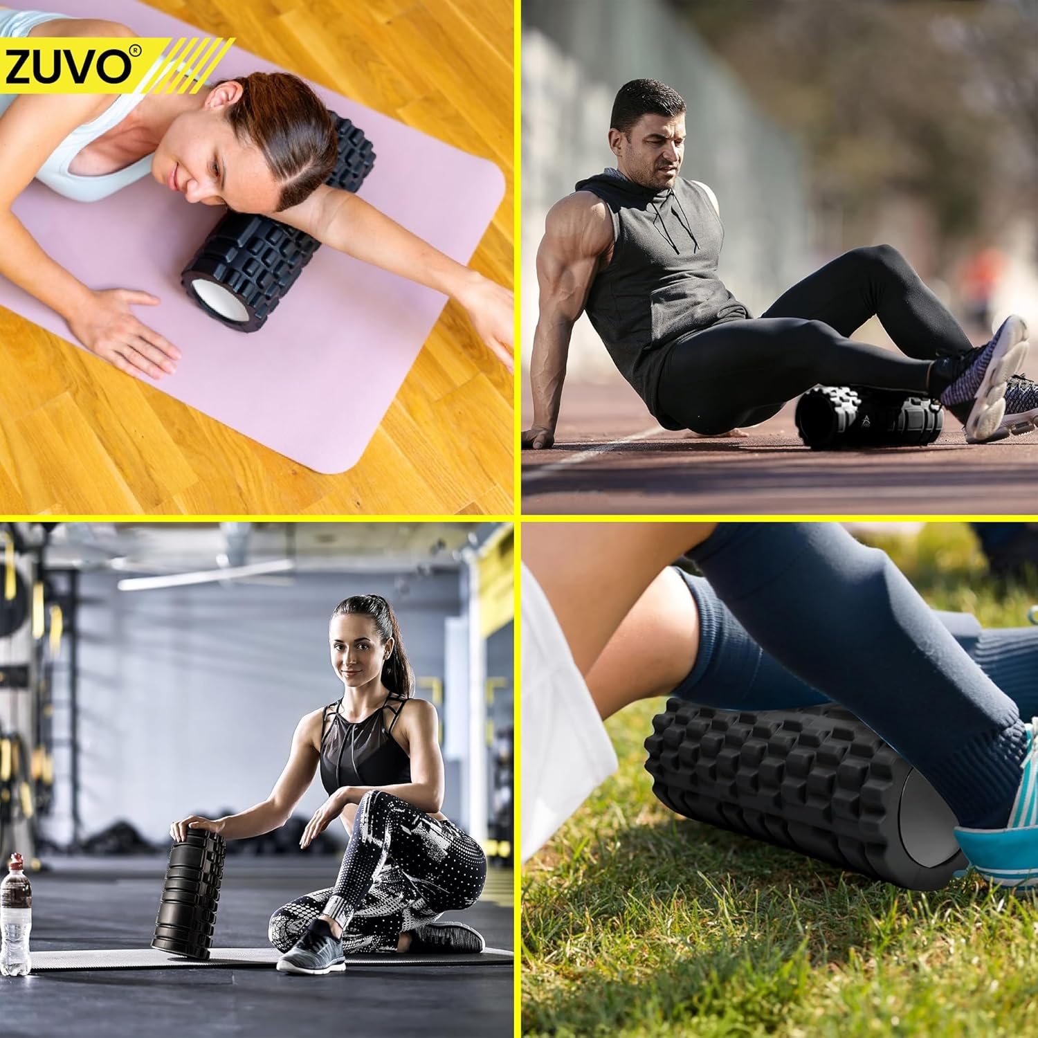 Zuvo Black Foam Roller Lightweight Muscle & Back Massage Tool