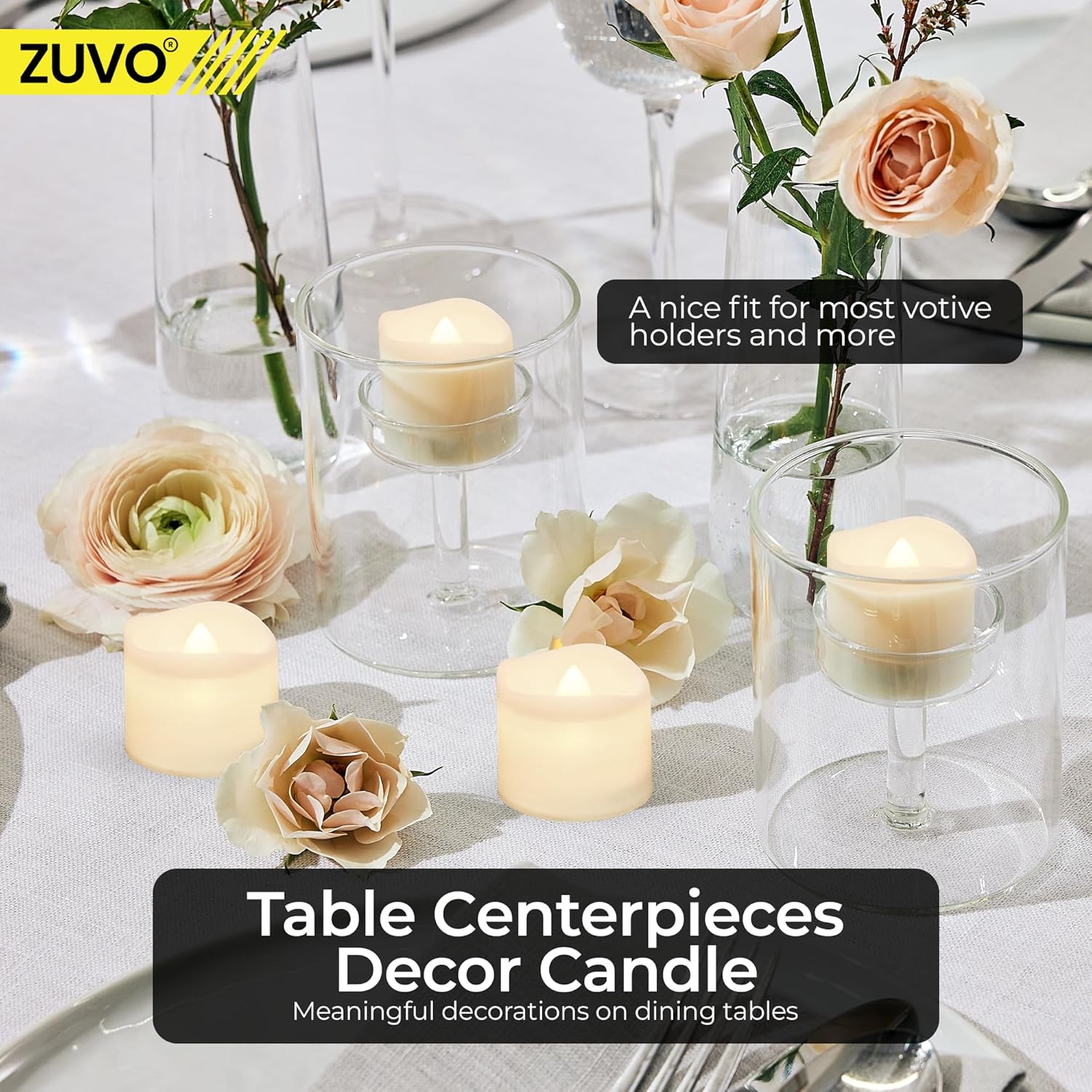 Battery Tea Light Candles 24 Pack Warm White Flickering LED Flameless