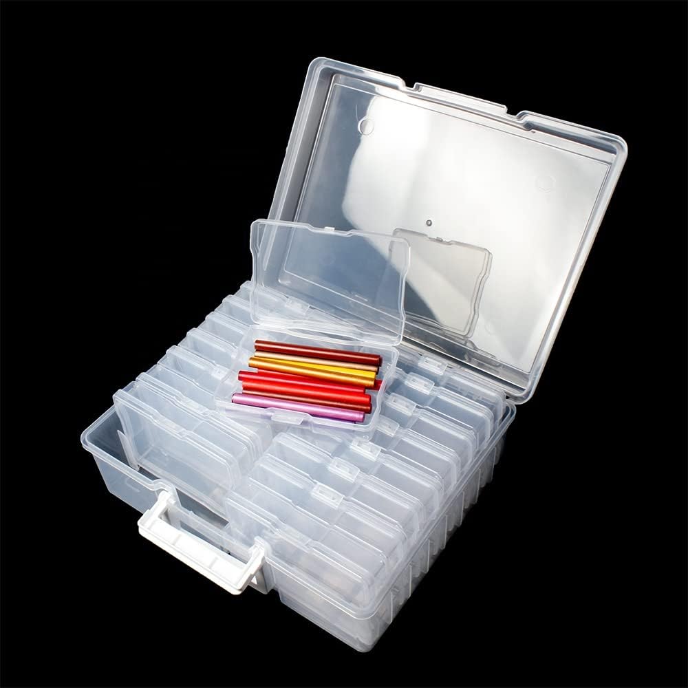 Zuvo Plastic Photo Storage Box with 16 Cases and Removable Dividers