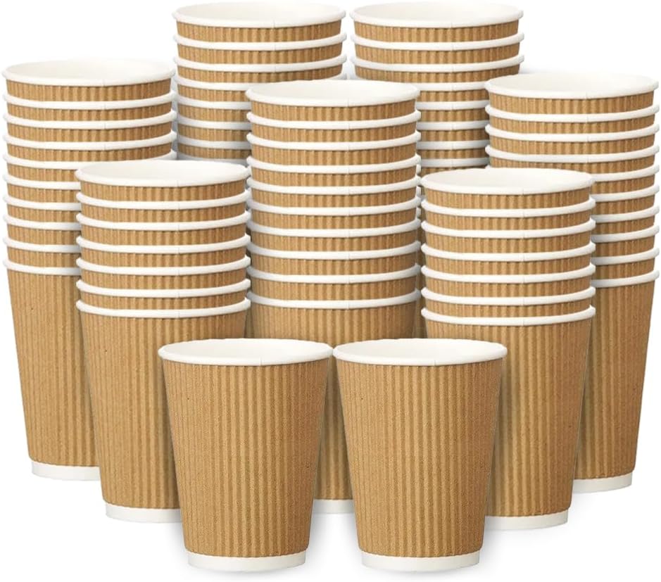 Zuvo Ripple Takeaway Coffee Cups 8oz 30-Pack, Brown, No Lids