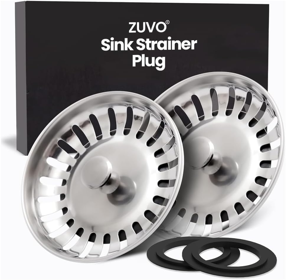 Sink Plug Replacement - 78 MM Kitchen Sink Strainer to Block Waste - Made with 304 Stainless Steel & Rust Free Sink Plug by Zuvo, Silver