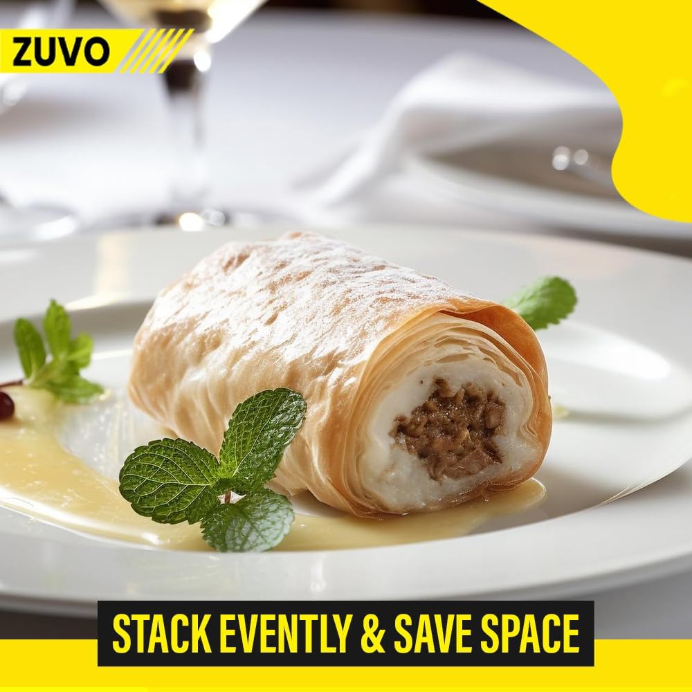 Zuvo White Ceramic Dinner Plates Set of 6 – 6 Inch Microwave Safe Rim Shape