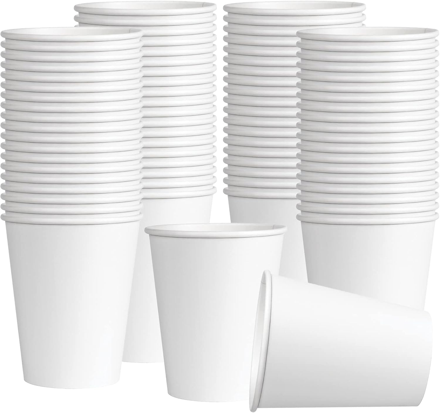 Zuvo Paper Cups 8oz - (100 Pack) - Single Wall White Disposable Coffee Cups for Hot & Cold Drinks - 240 ml Paper Cups