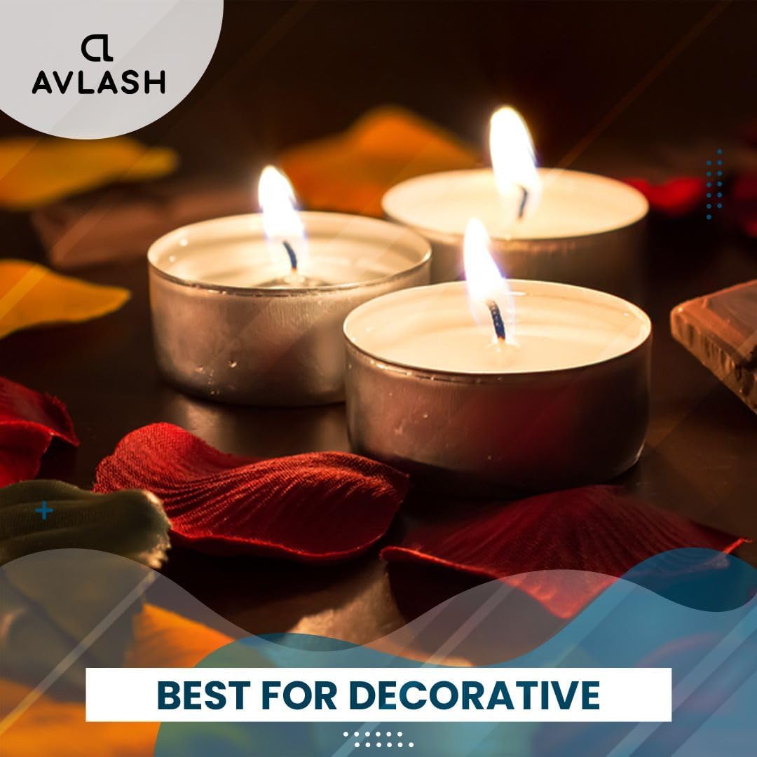 Avlash 8 Hour Tea Light Candles Pack of 50 Unscented Long Burn White