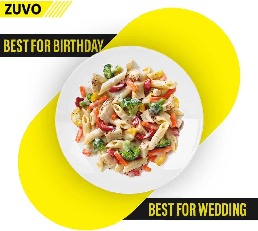 Zuvo White Porcelain Dinner Plates Set of 6 – 10.5 Inch Microwave Safe Coupe