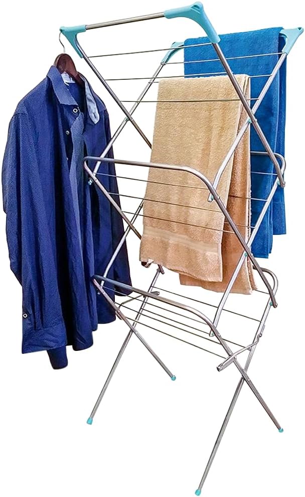 Zuvo Clothes Drying Rack, Stainless Steel, Silver, 24D x 24.2W x 57.9H CM