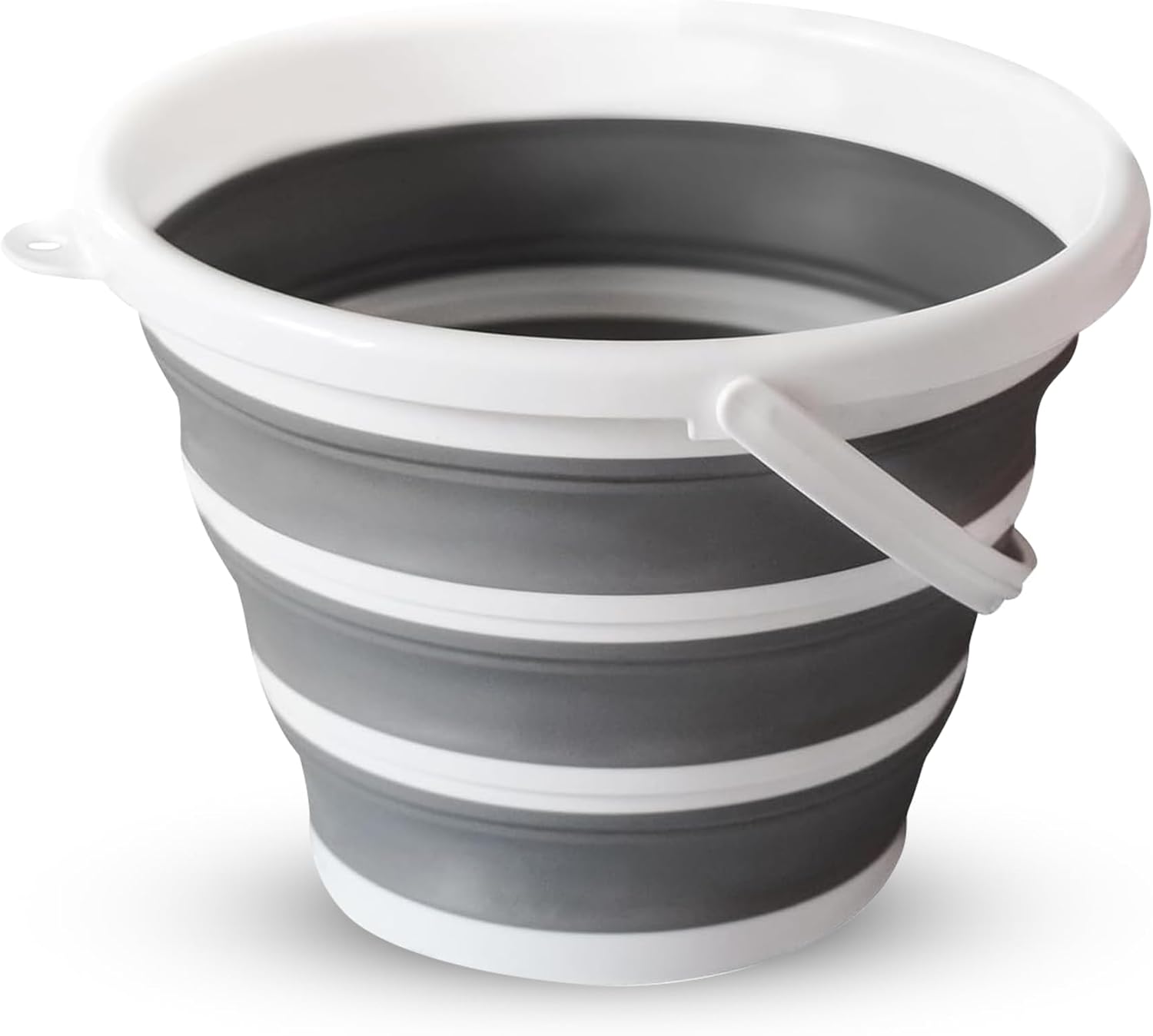 Zuvo Collapsible Bucket 10L Silicone Folding Mop Bucket White Grey