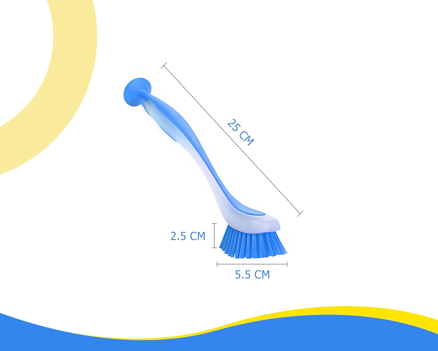 Zuvo Long Handled Scrubbing Brush Pack of 3 – Durable Bristles with Suction
