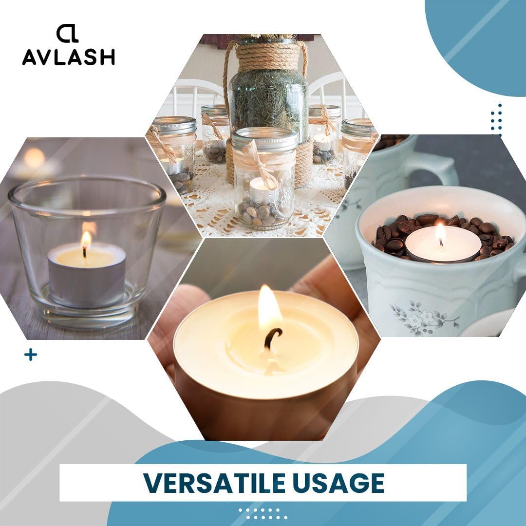 Avlash 8 Hour Tea Light Candles Pack of 50 Unscented Long Burn White