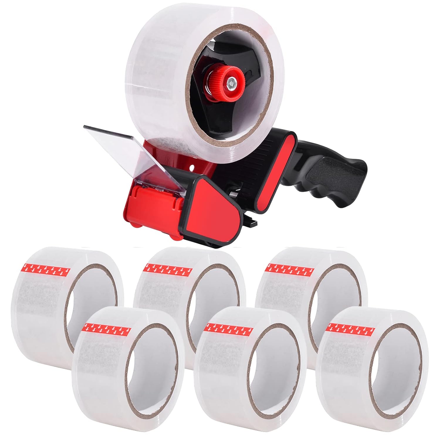 Zuvo Heavy Duty Tape Dispenser with 6 Rolls Clear Packing Tape 48mm