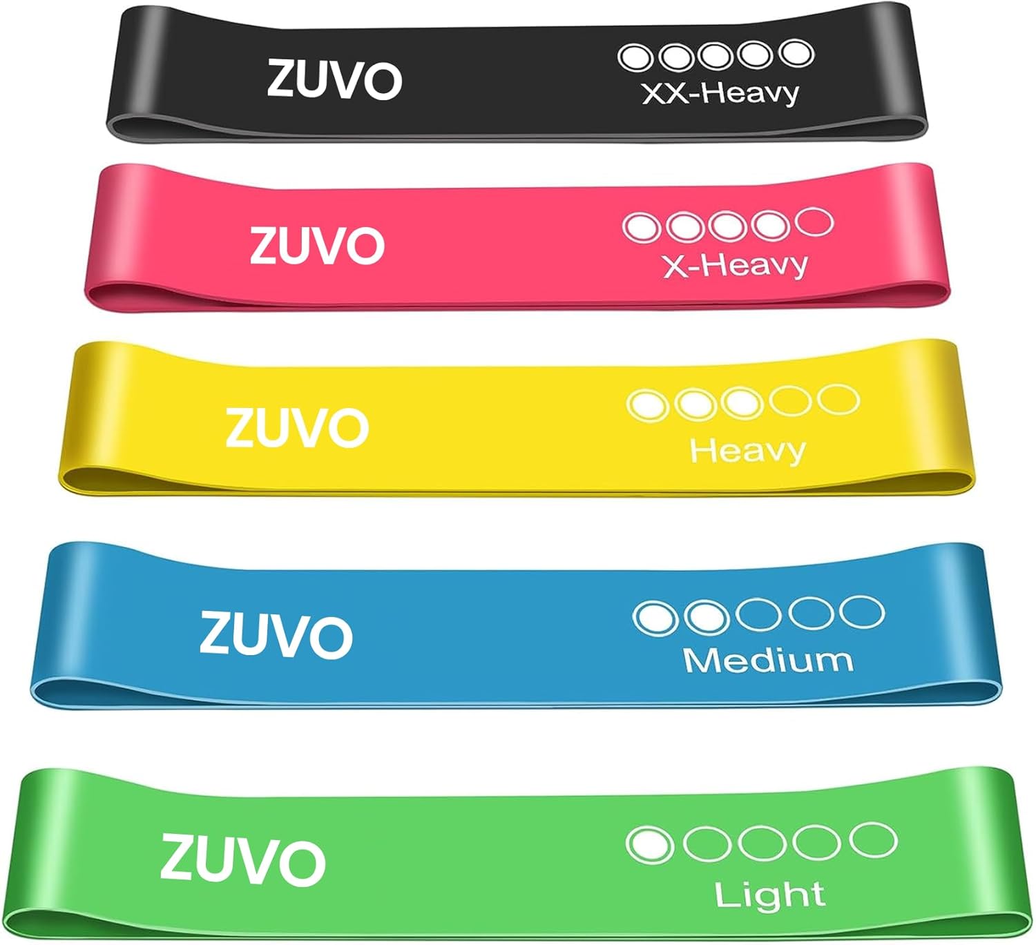 Zuvo Resistance Bands Set of 5 Black Skin Friendly 5 Levels for Gym