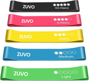 Zuvo Resistance Bands Set of 5 Black Skin Friendly 5 Levels for Gym