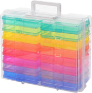 Zuvo Photo Storage Box with 16 Coloured Cases and Removable Dividers