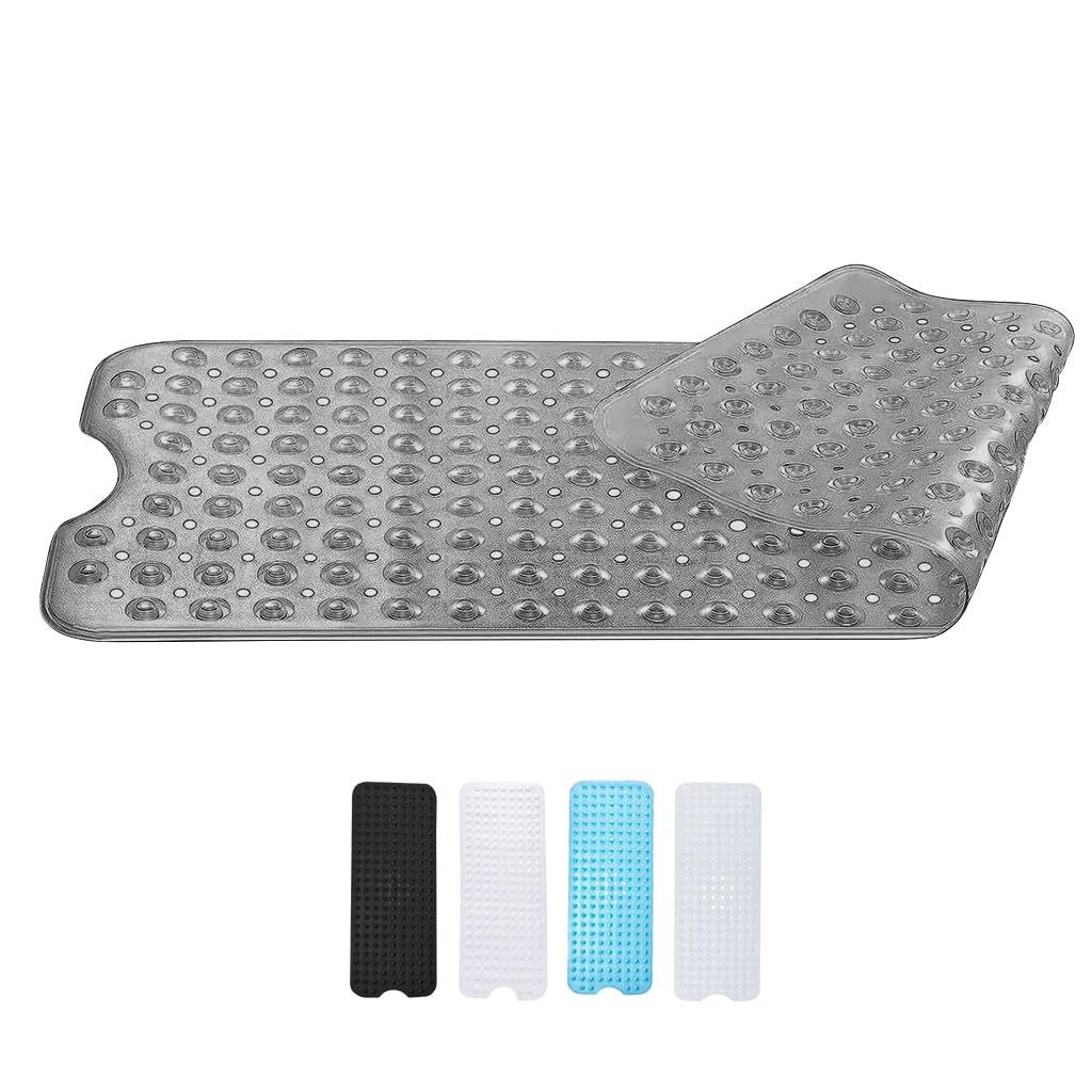 Bath Mat Non Slip with Anti Mold & Powerful Suction Quality - Extra Long 100 x 40 CM - Blue Machine Washable Non Slip Bath Mat for Inside Bath - Ideal for Elderly & Children's Bath Tubs - Zuvo