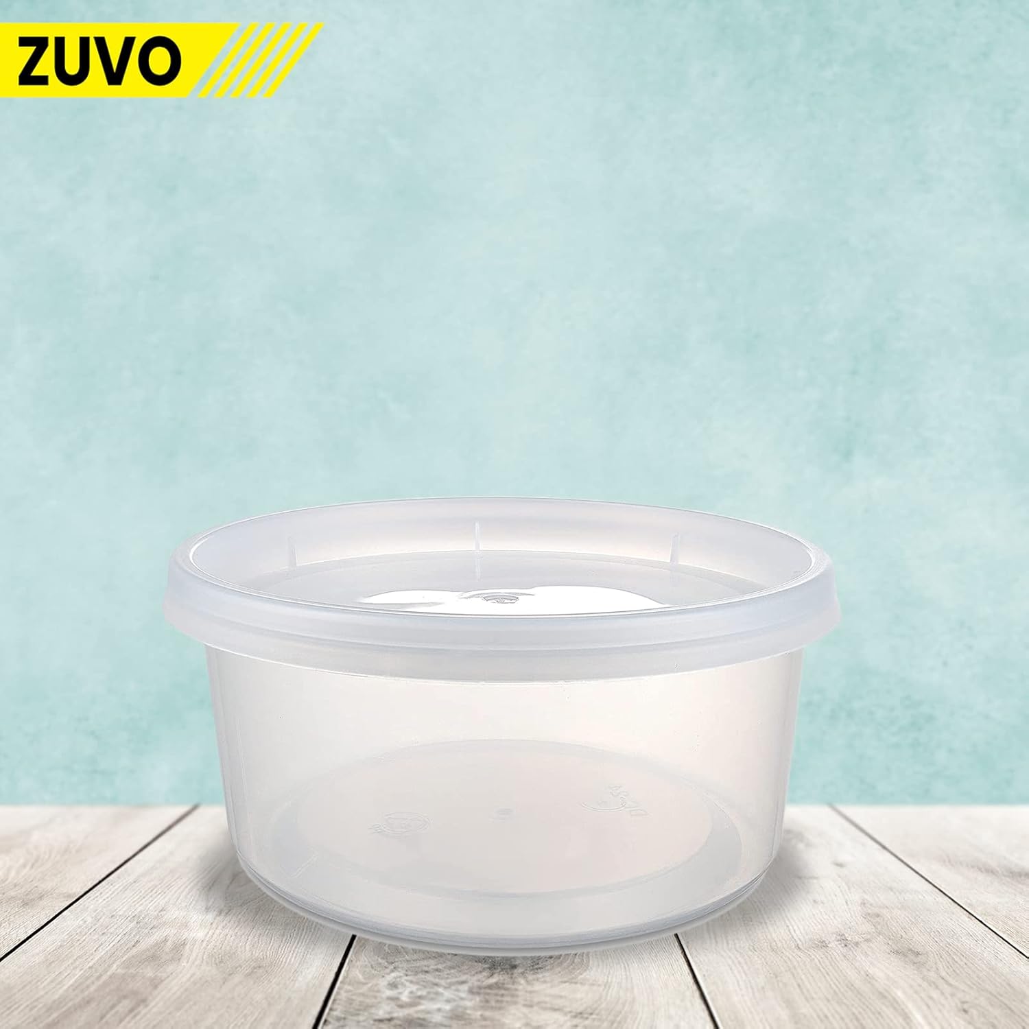 Zuvo Plastic Sauce Containers with Lids - 04 OZ (50 Pack) - Perfect Round Plastic Food Storage Containers for Sauce - Reusable, Leakproof Tubs, BPA Free, 12 x 14 cm