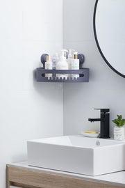 Zuvo No-Drill Shower Caddy – Suction Cup Bathroom Shelf, Grey