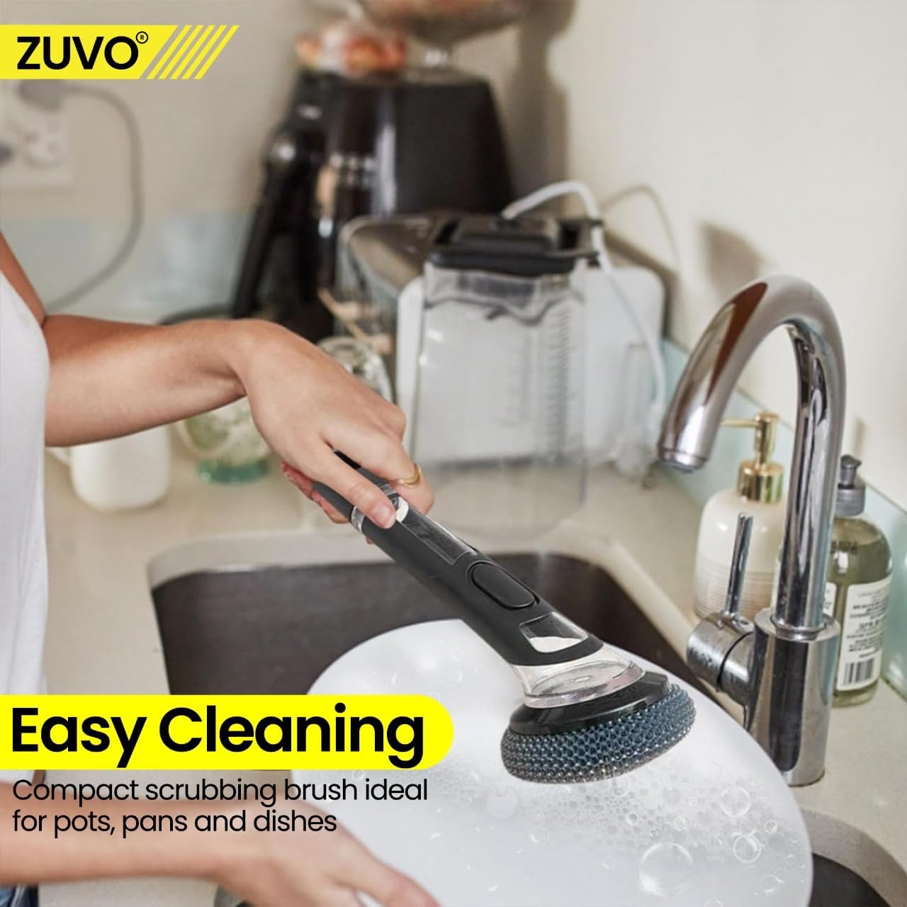 Zuvo Soap Dispensing Wire Scourer Brush – Durable Kitchen Dish Cleaning Tool