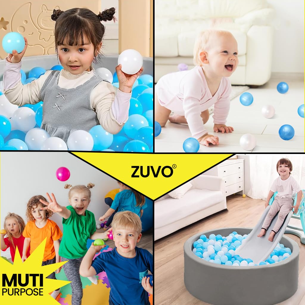 Zuvo Ball Pit Balls 200 Pack Blue 5.5cm BPA Free Crush Proof for Kids
