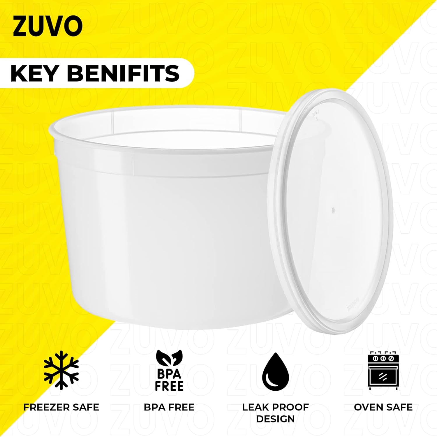 Zuvo Plastic Sauce Containers 4oz 50 Pack Reusable Leakproof BPA Free