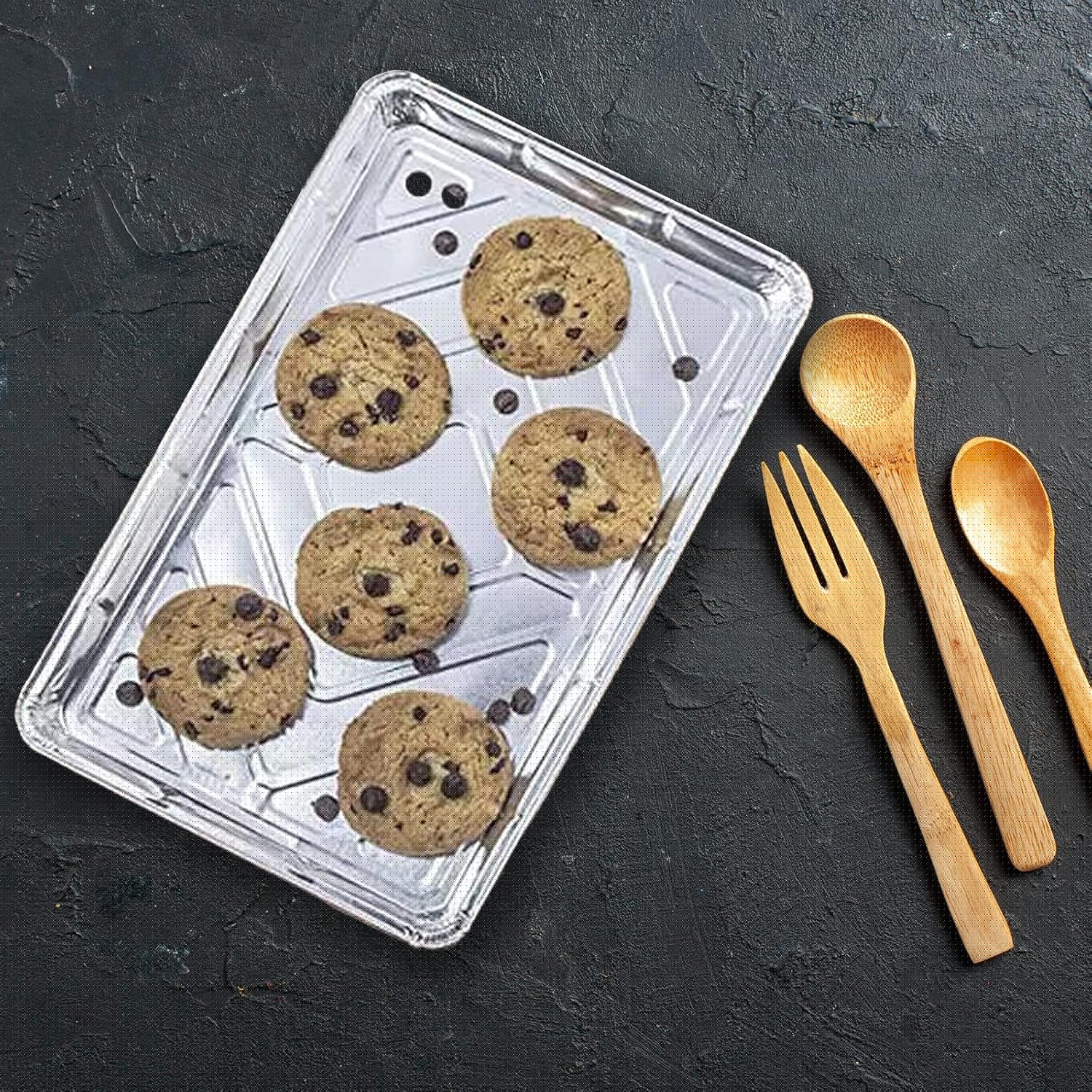 Zuvo Aluminium Foil Baking Trays 10 Pack 32x20x3.3cm Oven Cooking Trays