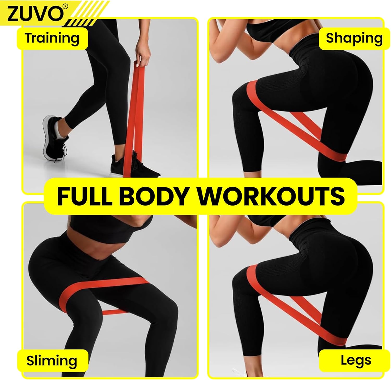 Zuvo Resistance Bands Set of 5 Black Skin Friendly 5 Levels for Gym