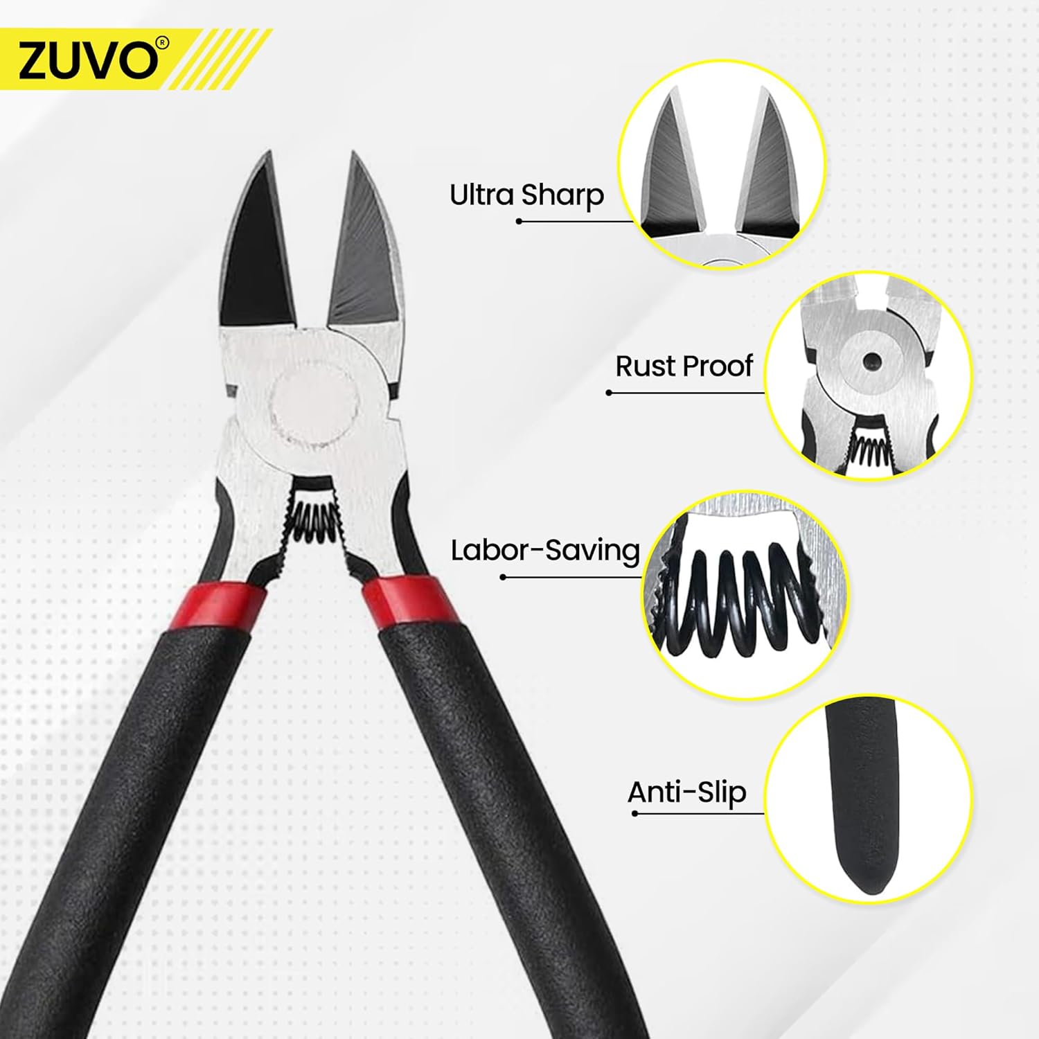 Zuvo Heavy Duty Wire Cutter 6 Inch Precision Side Cutter for DIY & Craft