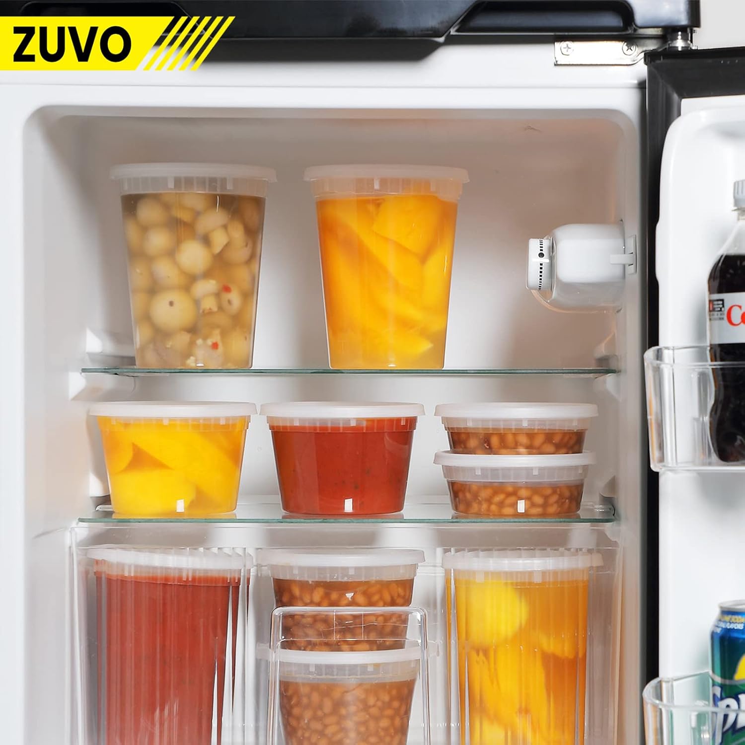 Zuvo Plastic Sauce Containers 4oz 50 Pack Reusable Leakproof BPA Free
