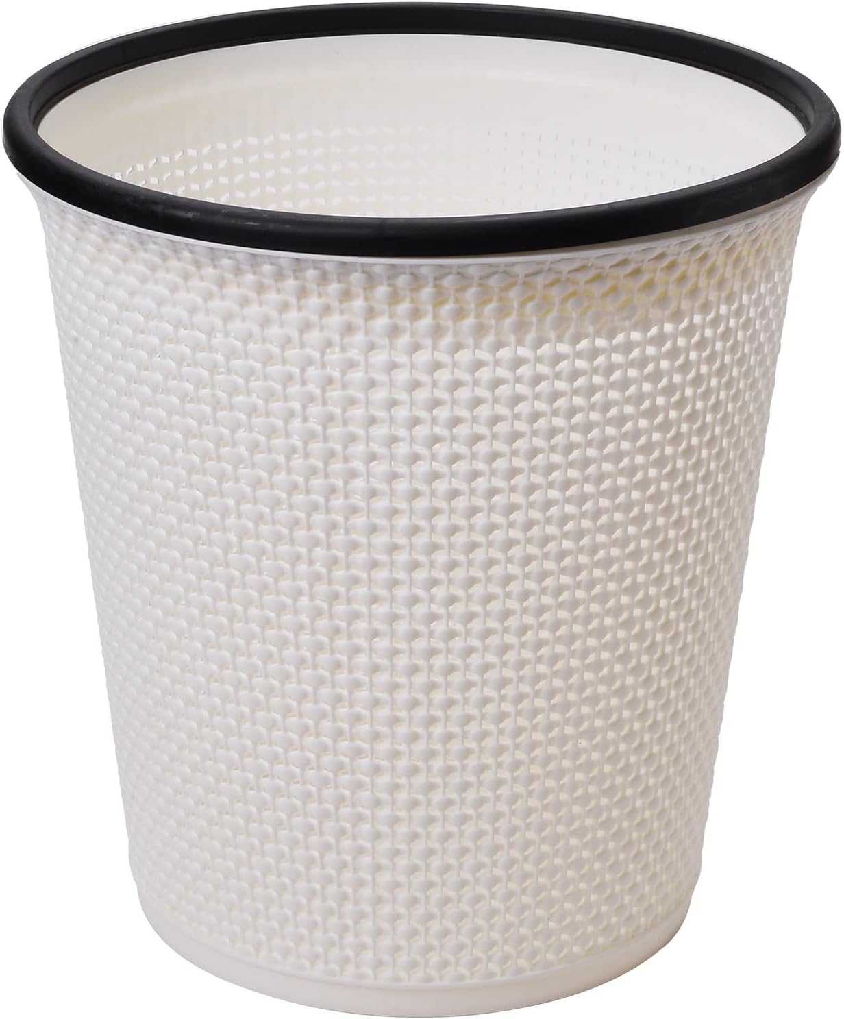 Zuvo Plastic Trash Paper Bin - Modern Look Cylindrical Open-Top Design Lightweight Waste Basket, Rubbish Bin For Kitchen, Bedroom, Bathroom & Office Bin White