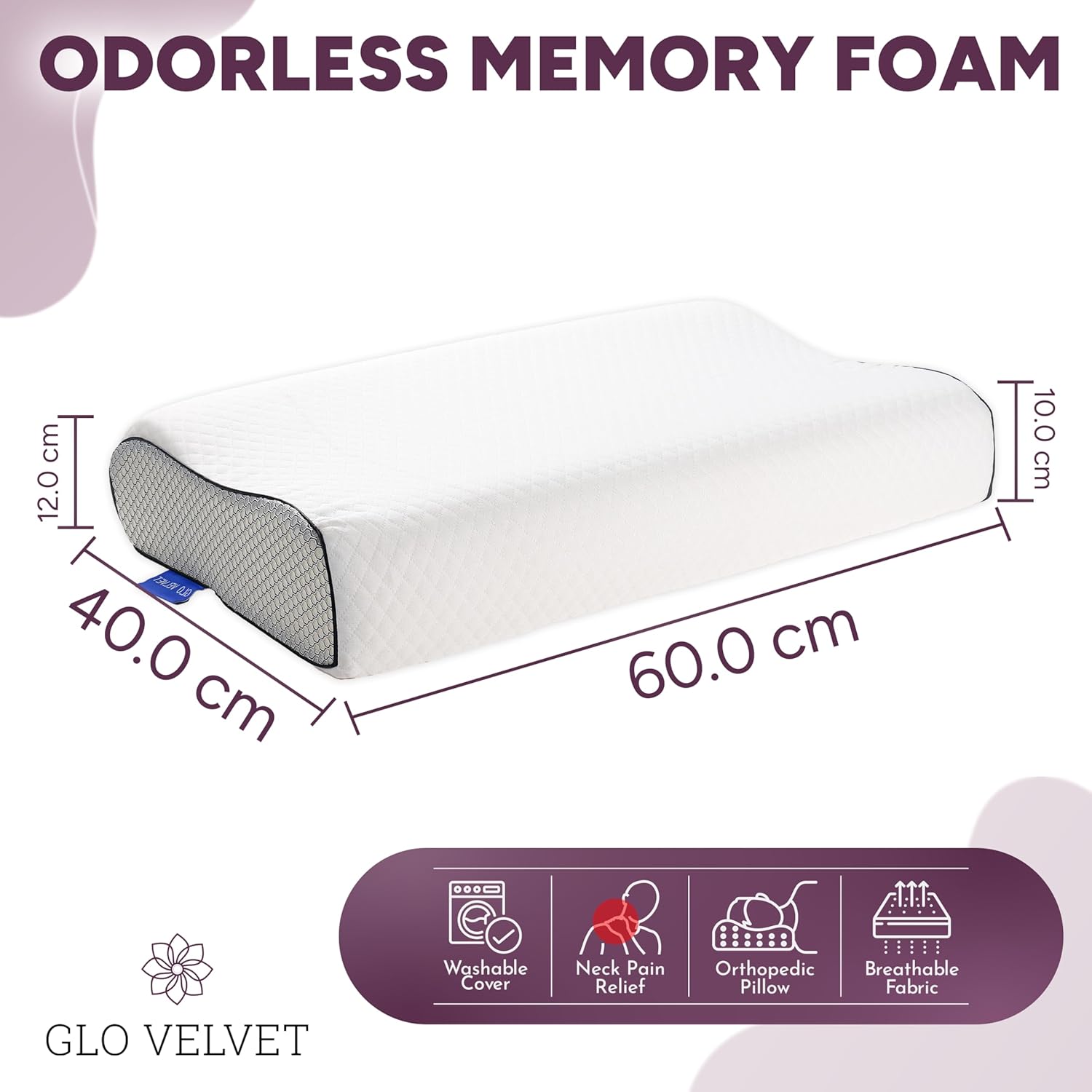 Memory Foam Contour Pillow for Neck & Shoulder Support Orthopaedic Design for Comfort Includes Free Sleep Eye Mask