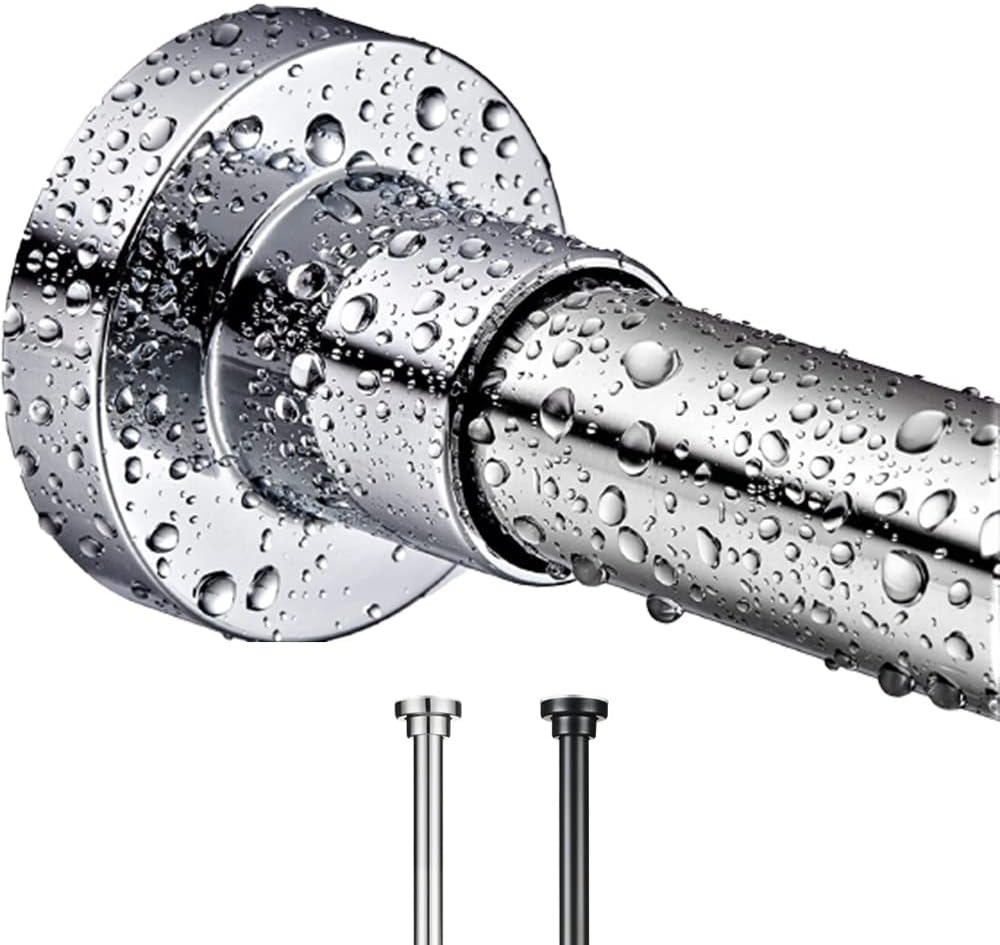 Tension Curtain Rod 40-60cm Extendable – No Drill, Rust-Proof, Silver
