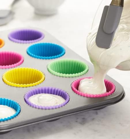 Zuvo Silicone Muffin Cases 7cm Reusable Non Stick Baking Moulds 24 Pack