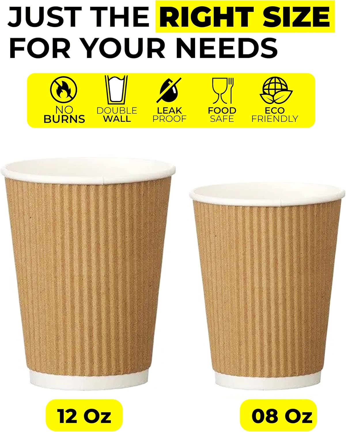Zuvo Ripple Takeaway Coffee Cups 16oz 30-Pack, Brown